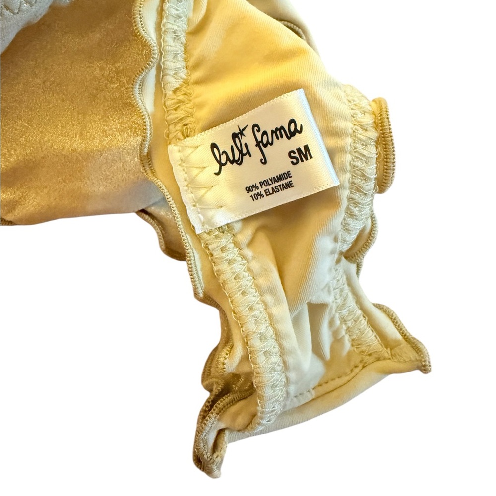 Luli Fama Shimmer Gold Ruffle Bikini Bottom 💛 - Picture 3 of 5
